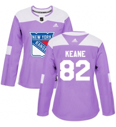 Women's Adidas New York Rangers #82 Joey Keane Authentic Purple Fights Cancer Practice NHL Jersey