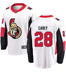 Youth Ottawa Senators #28 Paul Carey Fanatics Branded White Away Breakaway NHL Jersey