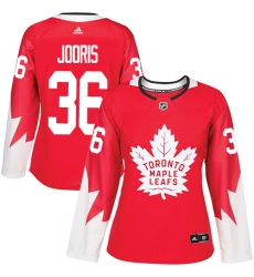 Women's Adidas Toronto Maple Leafs #36 Josh Jooris Authentic Red Alternate NHL Jersey