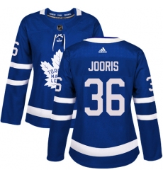 Women's Adidas Toronto Maple Leafs #36 Josh Jooris Authentic Royal Blue Home NHL Jersey