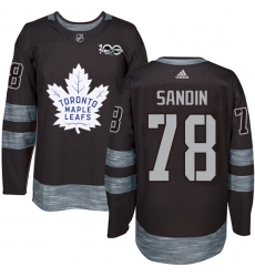 Men's Adidas Toronto Maple Leafs #78 Rasmus Sandin Authentic Black 1917-2017 100th Anniversary NHL Jersey