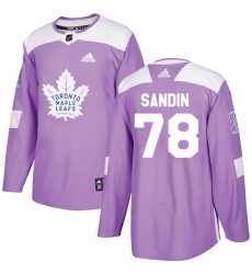 Men's Adidas Toronto Maple Leafs #78 Rasmus Sandin Authentic Purple Fights Cancer Practice NHL Jersey