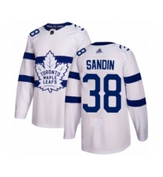 Men's Toronto Maple Leafs #38 Rasmus Sandin Authentic White 2018 Stadium Series Hockey Jersey