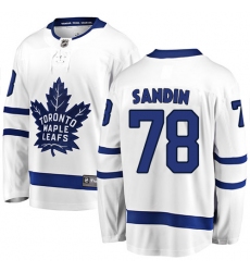 Men's Toronto Maple Leafs #78 Rasmus Sandin Authentic White Away Fanatics Branded Breakaway NHL Jersey