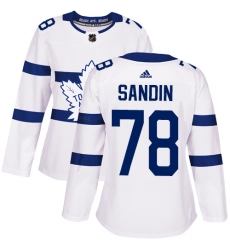 Women's Adidas Toronto Maple Leafs #78 Rasmus Sandin Authentic White 2018 Stadium Series NHL Jersey