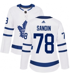 Women's Adidas Toronto Maple Leafs #78 Rasmus Sandin Authentic White Away NHL Jersey