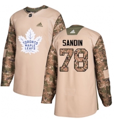 Youth Adidas Toronto Maple Leafs #78 Rasmus Sandin Authentic Camo Veterans Day Practice NHL Jersey