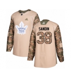 Youth Toronto Maple Leafs #38 Rasmus Sandin Authentic Camo Veterans Day Practice Hockey Jersey