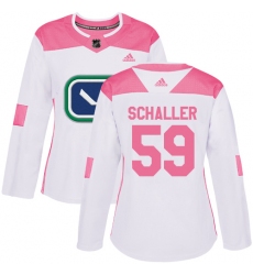 Women's Adidas Vancouver Canucks #59 Tim Schaller Authentic White Pink Fashion NHL Jersey