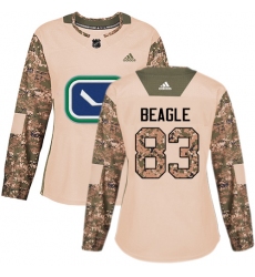 Women's Adidas Vancouver Canucks #83 Jay Beagle Authentic Camo Veterans Day Practice NHL Jersey