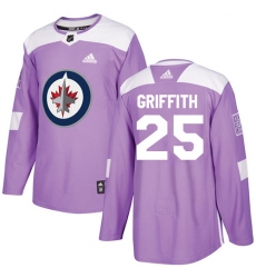 Men's Adidas Winnipeg Jets #25 Seth Griffith Authentic Purple Fights Cancer Practice NHL Jersey