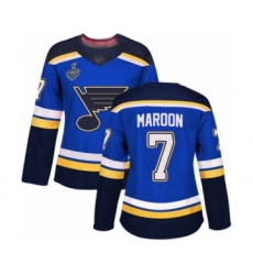 Women's St. Louis Blues #7 Patrick Maroon Authentic Royal Blue Home 2019 Stanley Cup Final Bound Hockey Jersey