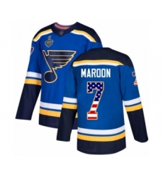 Youth St. Louis Blues #7 Patrick Maroon Authentic Blue USA Flag Fashion 2019 Stanley Cup Final Bound Hockey Jersey
