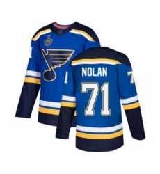 Men's St. Louis Blues #71 Jordan Nolan Authentic Royal Blue Home 2019 Stanley Cup Final Bound Hockey Jersey