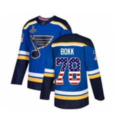 Men's St. Louis Blues #78 Dominik Bokk Authentic Blue USA Flag Fashion 2019 Stanley Cup Champions Hockey Jersey