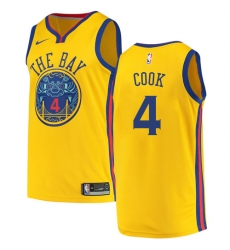 Men's Nike Golden State Warriors #4 Quinn Cook Swingman Gold NBA Jersey - City Edition