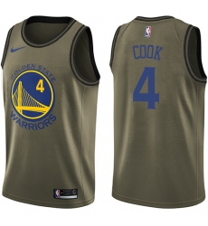 Men's Nike Golden State Warriors #4 Quinn Cook Swingman Green Salute to Service NBA Jersey