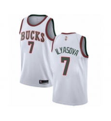 Men's Milwaukee Bucks #7 Ersan Ilyasova Authentic White Fashion Hardwood Classics Basketball Jersey