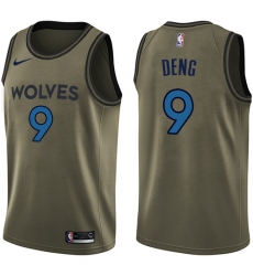 Men's Nike Minnesota Timberwolves #9 Luol Deng Swingman Green Salute to Service NBA Jersey
