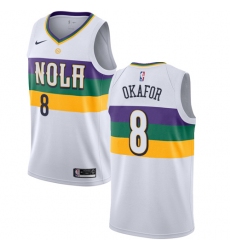 Men's Nike New Orleans Pelicans #8 Jahlil Okafor Swingman White NBA Jersey - City Edition