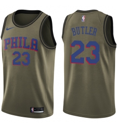 Men's Nike Philadelphia 76ers #23 Jimmy Butler Swingman Green Salute to Service NBA Jersey