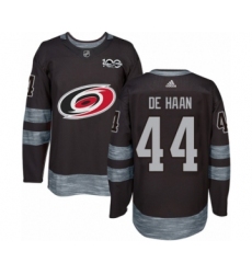 Men's Adidas Carolina Hurricanes #44 Calvin De Haan Authentic Black 1917-2017 100th Anniversary NHL Jersey