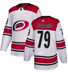 Men's Adidas Carolina Hurricanes #79 Michael Ferland White Road Authentic Stitched NHL Jersey