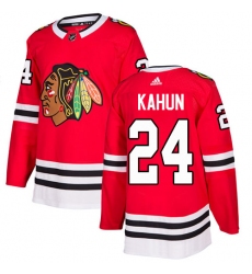 Men's Adidas Chicago Blackhawks #24 Dominik Kahun Red Home Authentic Stitched NHL Jersey