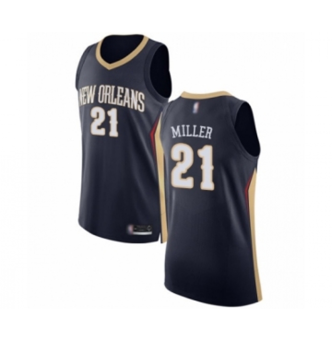 Men's New Orleans Pelicans #21 Darius Miller Authentic Navy Blue Basketball Jersey - Icon Edition