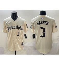 Men's Philadelphia Phillies #3 Bryce Harper Cream Gothic Vapor Limited Stitched Jersey