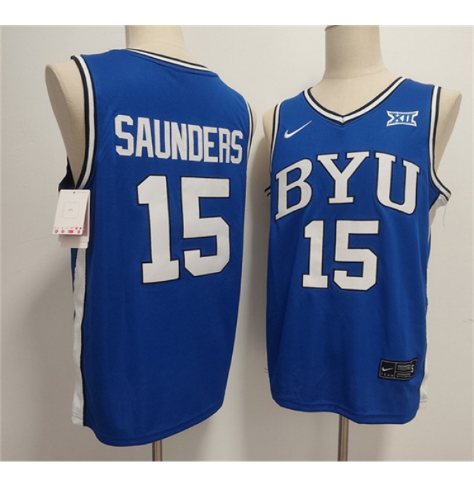 Men's Duke Blue Devils #15 Richie Saunders Blue Stitched Basketball Jersey