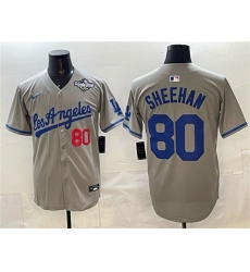 Men's Los Angeles Dodgers #80 Emmet Sheehan Gray 2025 World Series Limited Stitched Baseball Jersey