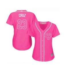 Women's Minnesota Twins #23 Nelson Cruz Replica Pink Fashion Cool Base Baseball Jersey
