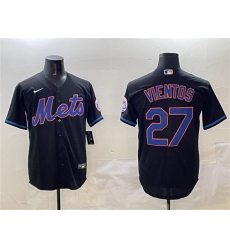 Men's New York Mets #27 Mark Vientos Black Cool Base Stitched Baseball Jersey