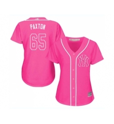 Women's New York Yankees #65 James Paxton Authentic Pink Fashion Cool Base Baseball Jersey