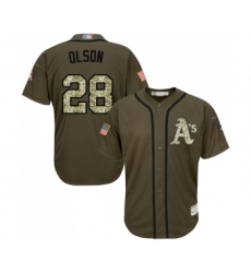 Men's Oakland Athletics #28 Matt Olson Authentic Green Salute to Service Baseball Jersey