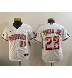 Youth San Diego Padres #23 Fernando Tatis Jr. White Mexico Cool Base Stitched Baseball Jersey
