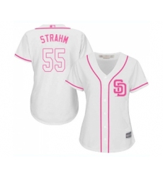 Women's San Diego Padres #55 Matt Strahm Replica White Fashion Cool Base Baseball Jersey