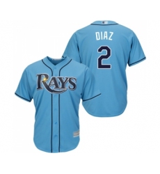Youth Tampa Bay Rays #2 Yandy Diaz Replica Light Blue Alternate 2 Cool Base Baseball Jersey