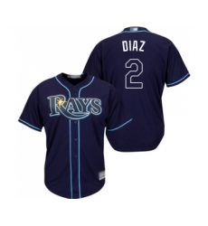 Youth Tampa Bay Rays #2 Yandy Diaz Replica Navy Blue Alternate Cool Base Baseball Jersey