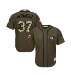 Men's Toronto Blue Jays #37 Teoscar Hernandez Authentic Green Salute to Service Baseball Jersey