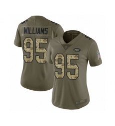 Women's New York Jets #95 Quinnen Williams Limited Olive Camo 2017 Salute to Service Football Jersey