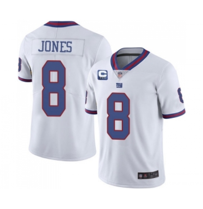 Men's New York Giants 2022 #8 Daniel Jones White With 3-star C Patch Stitched NFL Jersey