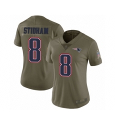 Women's New England Patriots #8 Jarrett Stidham Limited Olive 2017 Salute to Service Football Jersey