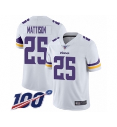 Men's Minnesota Vikings #25 Alexander Mattison White Vapor Untouchable Limited Player 100th Season Football Jersey