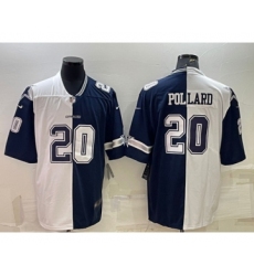 Men's Dallas Cowboys #20 Tony Pollard Navy White Split Vapor Untouchable Limited Stitched Jersey