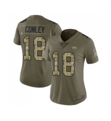 Women's Jacksonville Jaguars #18 Chris Conley Limited Olive  Camo 2017 Salute to Service Football Jersey