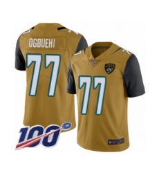 Men's Jacksonville Jaguars #77 Cedric Ogbuehi Limited Gold Rush Vapor Untouchable 100th Season Football Jersey