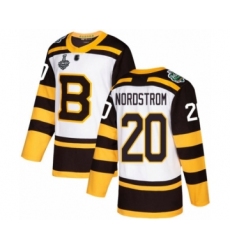 Men's Boston Bruins #20 Joakim Nordstrom Authentic White Winter Classic 2019 Stanley Cup Final Bound Hockey Jersey