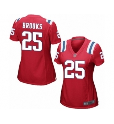 Women's New England Patriots #25 Terrence Brooks Game Red Alternate Football Jersey